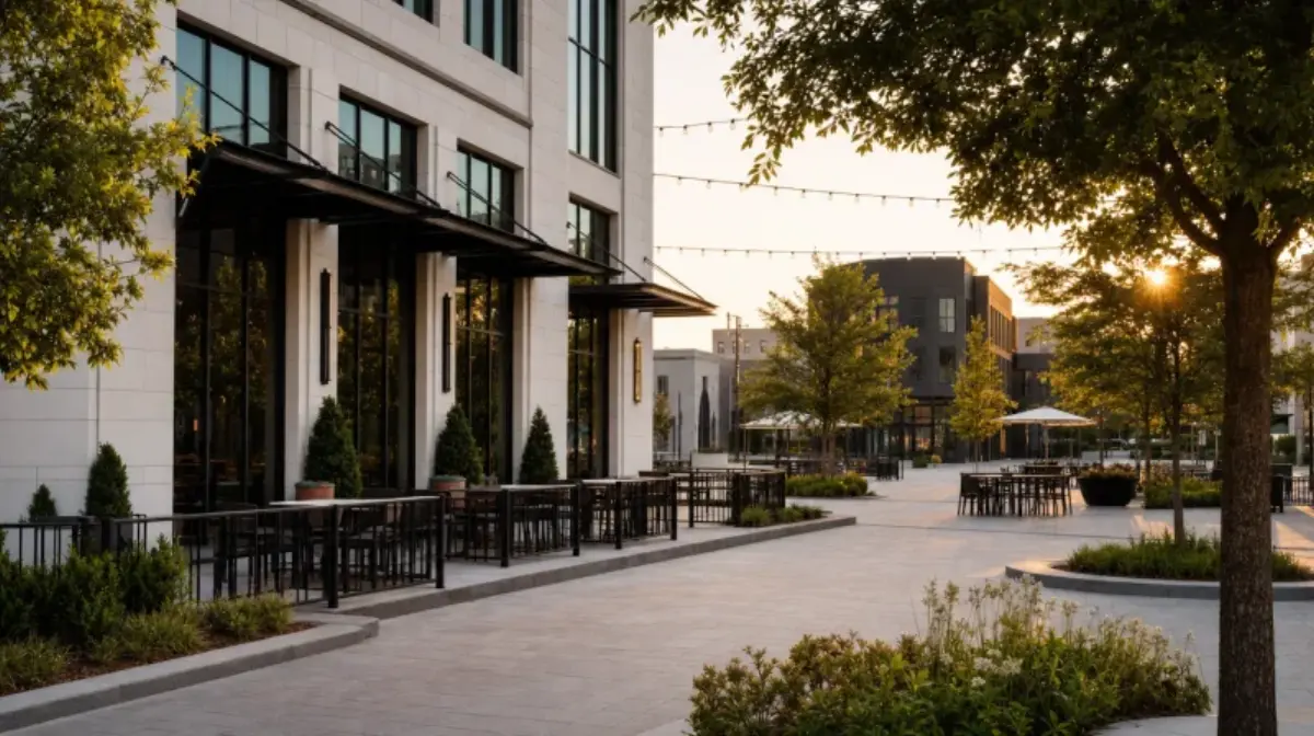 Restaurant exteriors at the Town at Trilith near Fayetteville, GA served by JD Works Electrical
