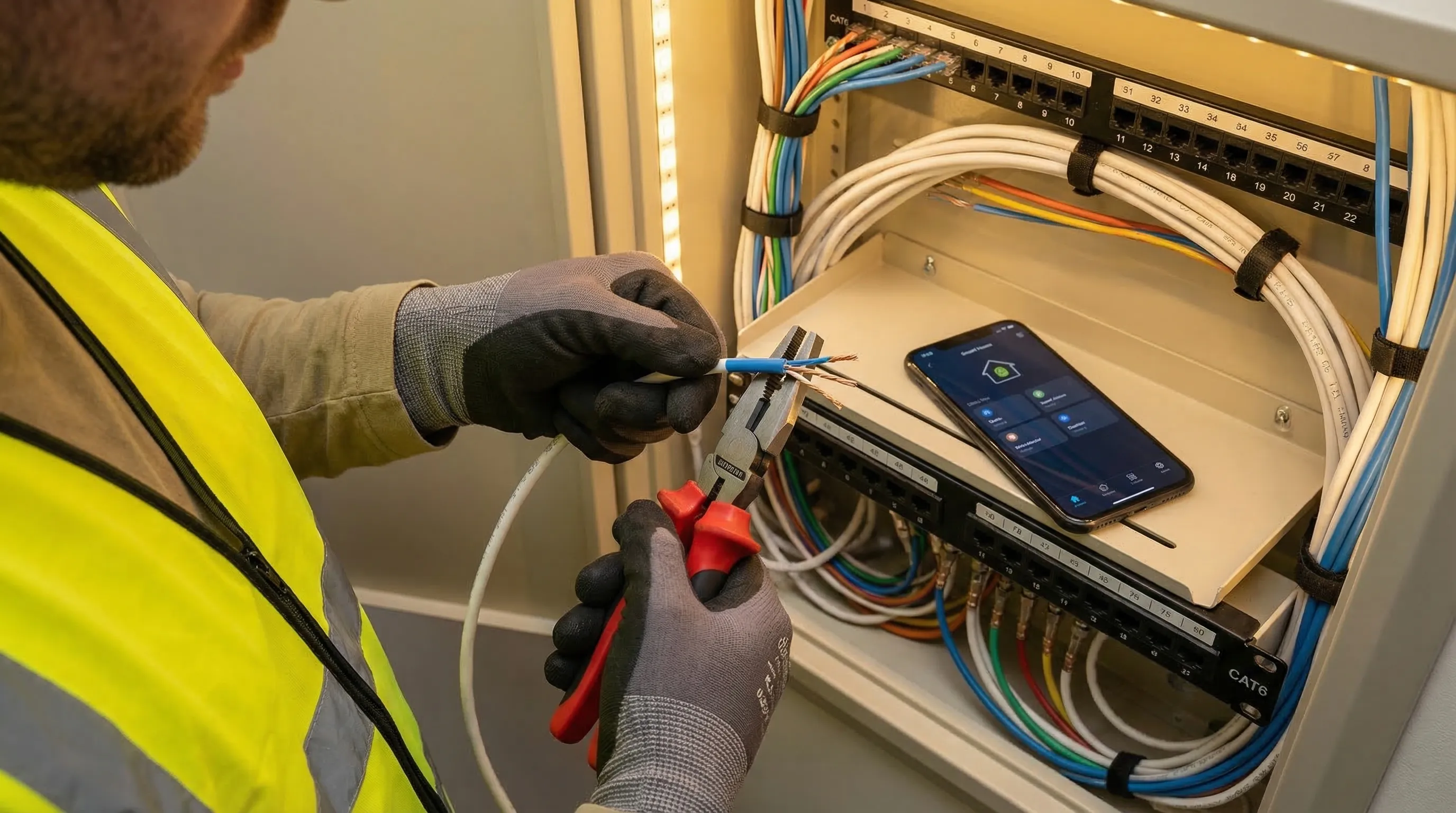 Smart home wiring and automation panel with structured cabling